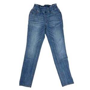 Chicos Pull on Paper Bag Waist High Rise Medium Wash Jeggings Size 6